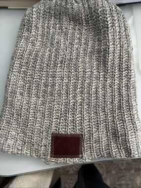 Love Your Melon Beige and Gray Marled Knit Beanie